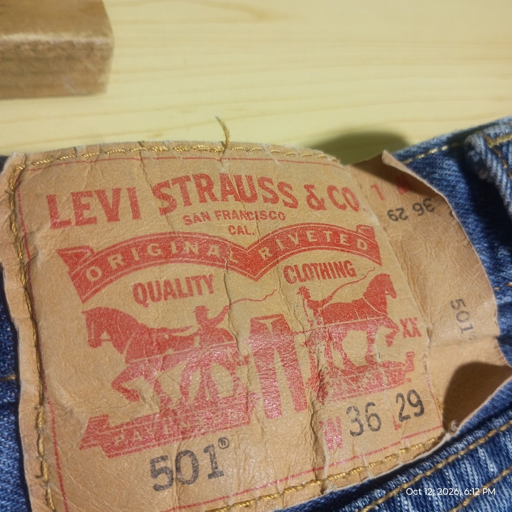 Levi's 501 Original Fit Jeans Mens 36x29 Blue Button Fly Straight Leg Denim - Picture 2 of 11